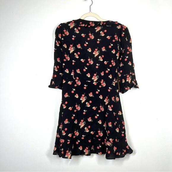 FOR LOVE & LEMONS Cherry Sundress Cherry Noir Tie Front Cutout Mini Medium - Picture 7 of 10